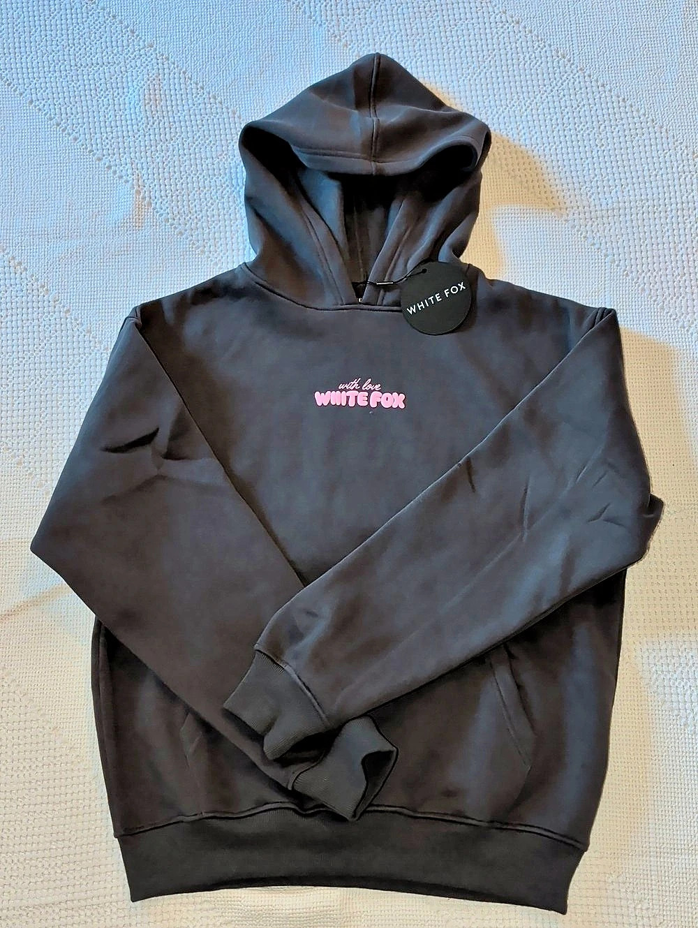 White Fox Oversized Hoodie in Black Size S/M NWT